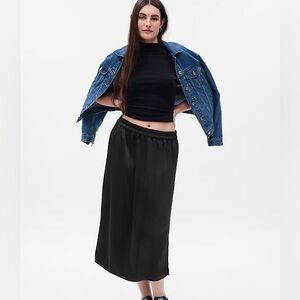 Gap Black Satin Midi Skirt